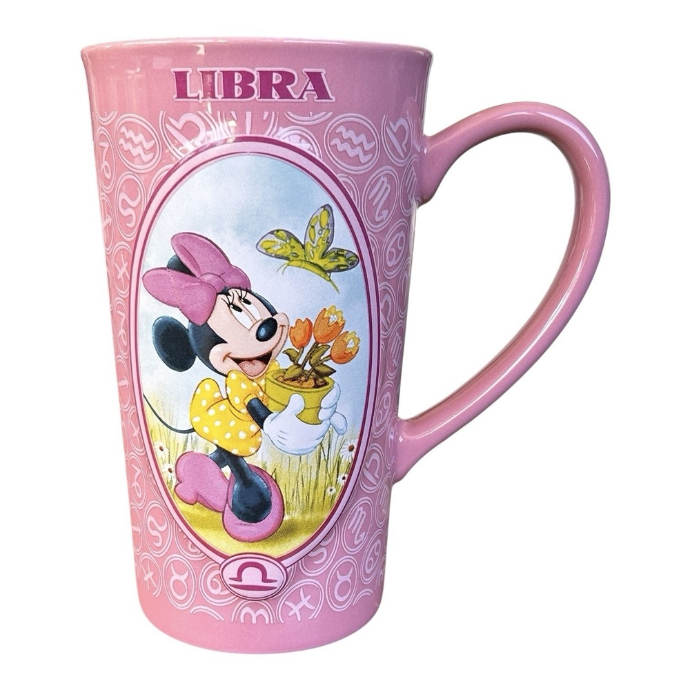 Disney Zodiac Minnie Mouse LIbra Coffee Mug 14-16 Oz Pink Astrology Retired